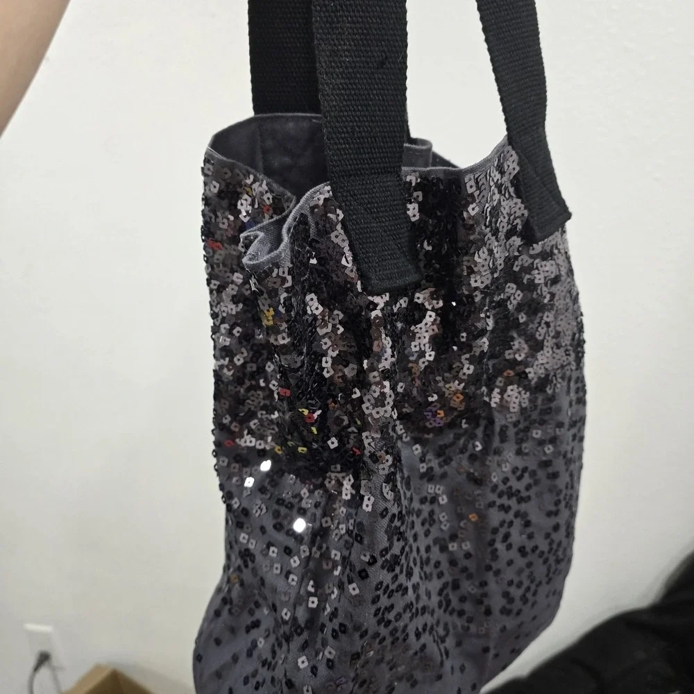 Aéropostale Canvas Tote Bag Grey with Silver/ Black Ombre Sequins -‎ Large...